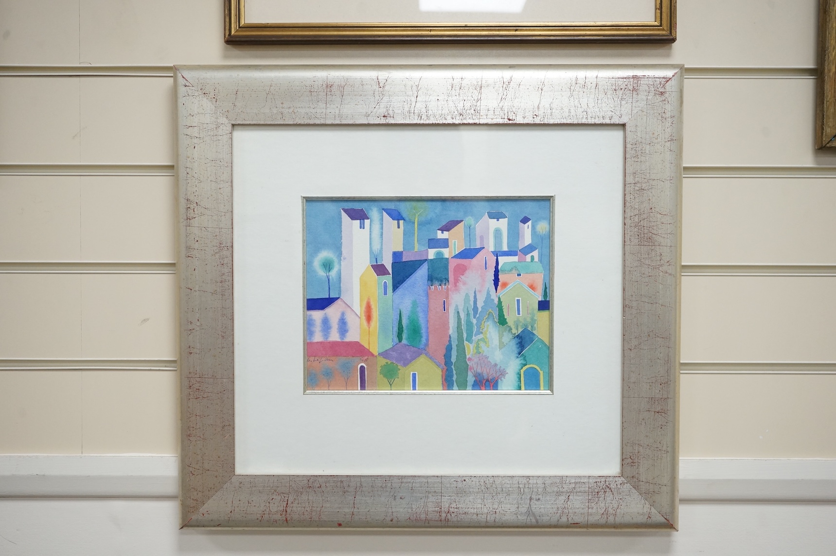 Giuliana Lazzerini (Italian, contemporary), watercolour, 'White turrets', signed, 19 x 24cm